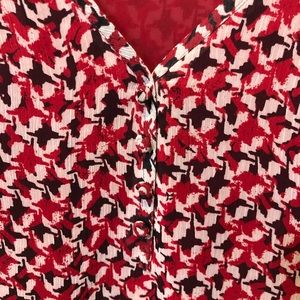 Ann Taylor Loft Blouse red black and cream